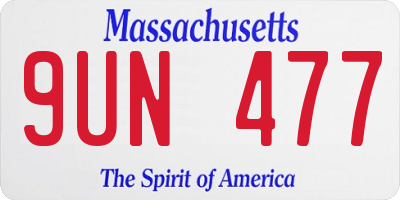 MA license plate 9UN477