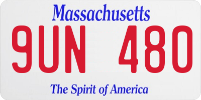 MA license plate 9UN480