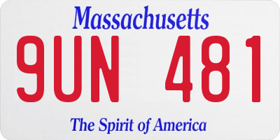 MA license plate 9UN481