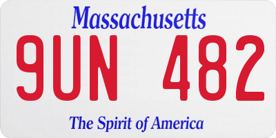 MA license plate 9UN482
