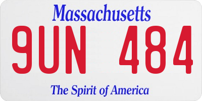 MA license plate 9UN484