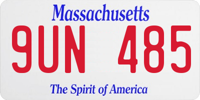 MA license plate 9UN485
