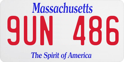MA license plate 9UN486