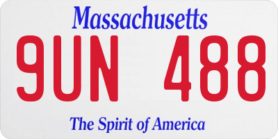 MA license plate 9UN488