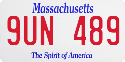 MA license plate 9UN489