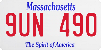 MA license plate 9UN490