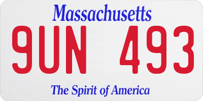 MA license plate 9UN493