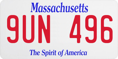 MA license plate 9UN496