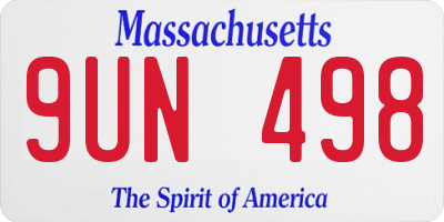 MA license plate 9UN498