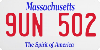 MA license plate 9UN502