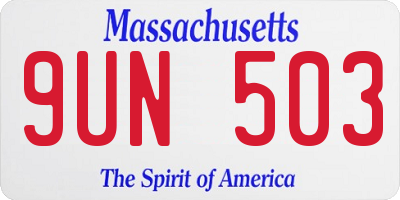 MA license plate 9UN503