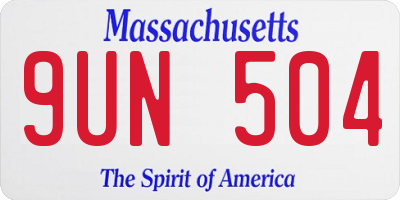 MA license plate 9UN504