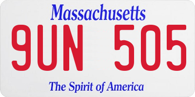MA license plate 9UN505