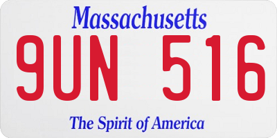 MA license plate 9UN516