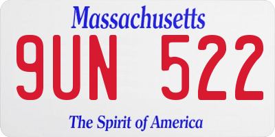 MA license plate 9UN522