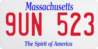 MA license plate 9UN523