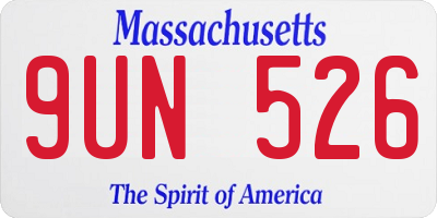 MA license plate 9UN526