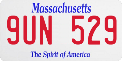MA license plate 9UN529