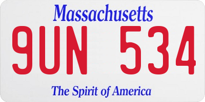 MA license plate 9UN534