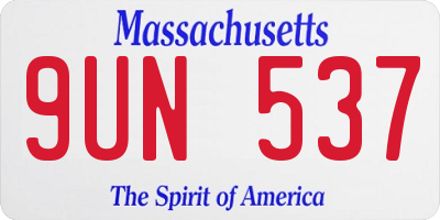 MA license plate 9UN537