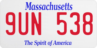 MA license plate 9UN538