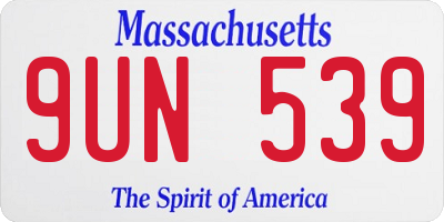 MA license plate 9UN539