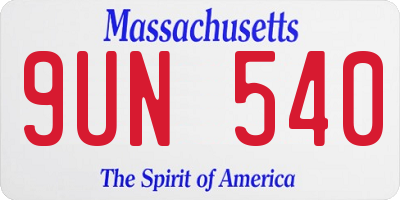 MA license plate 9UN540