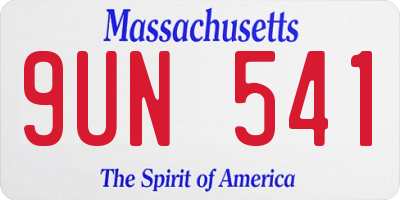 MA license plate 9UN541