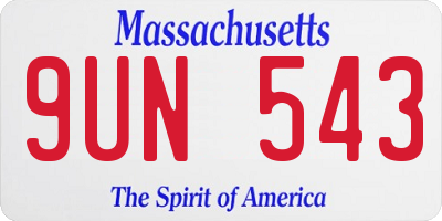 MA license plate 9UN543
