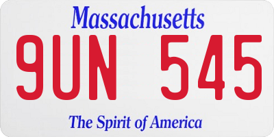 MA license plate 9UN545