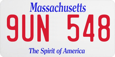MA license plate 9UN548
