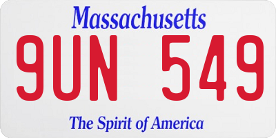 MA license plate 9UN549