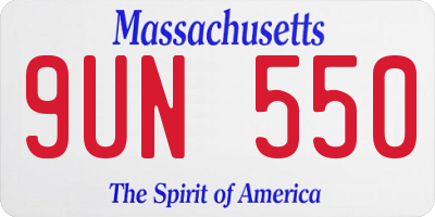 MA license plate 9UN550
