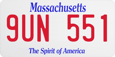 MA license plate 9UN551