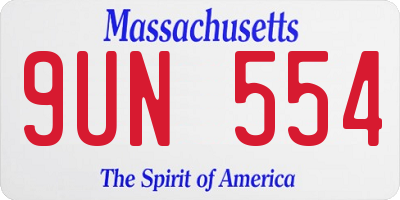 MA license plate 9UN554