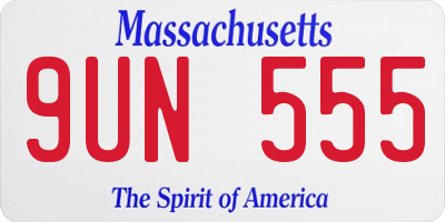 MA license plate 9UN555