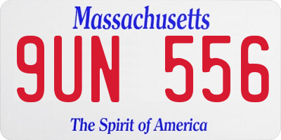 MA license plate 9UN556