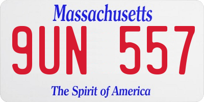 MA license plate 9UN557