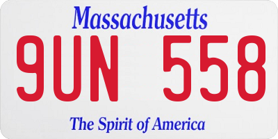 MA license plate 9UN558