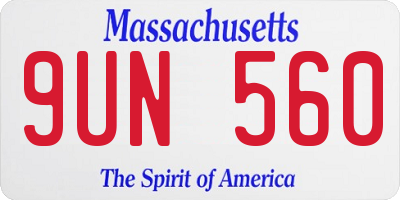MA license plate 9UN560