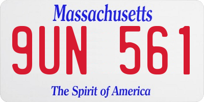 MA license plate 9UN561