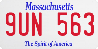 MA license plate 9UN563