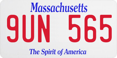 MA license plate 9UN565