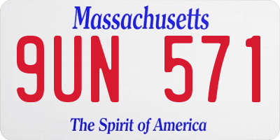 MA license plate 9UN571