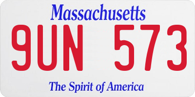 MA license plate 9UN573