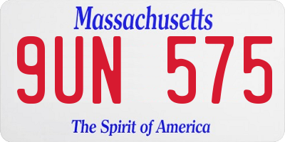 MA license plate 9UN575