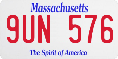 MA license plate 9UN576