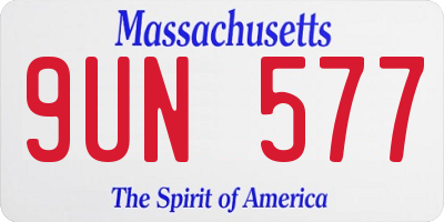 MA license plate 9UN577