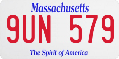 MA license plate 9UN579