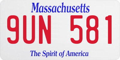 MA license plate 9UN581